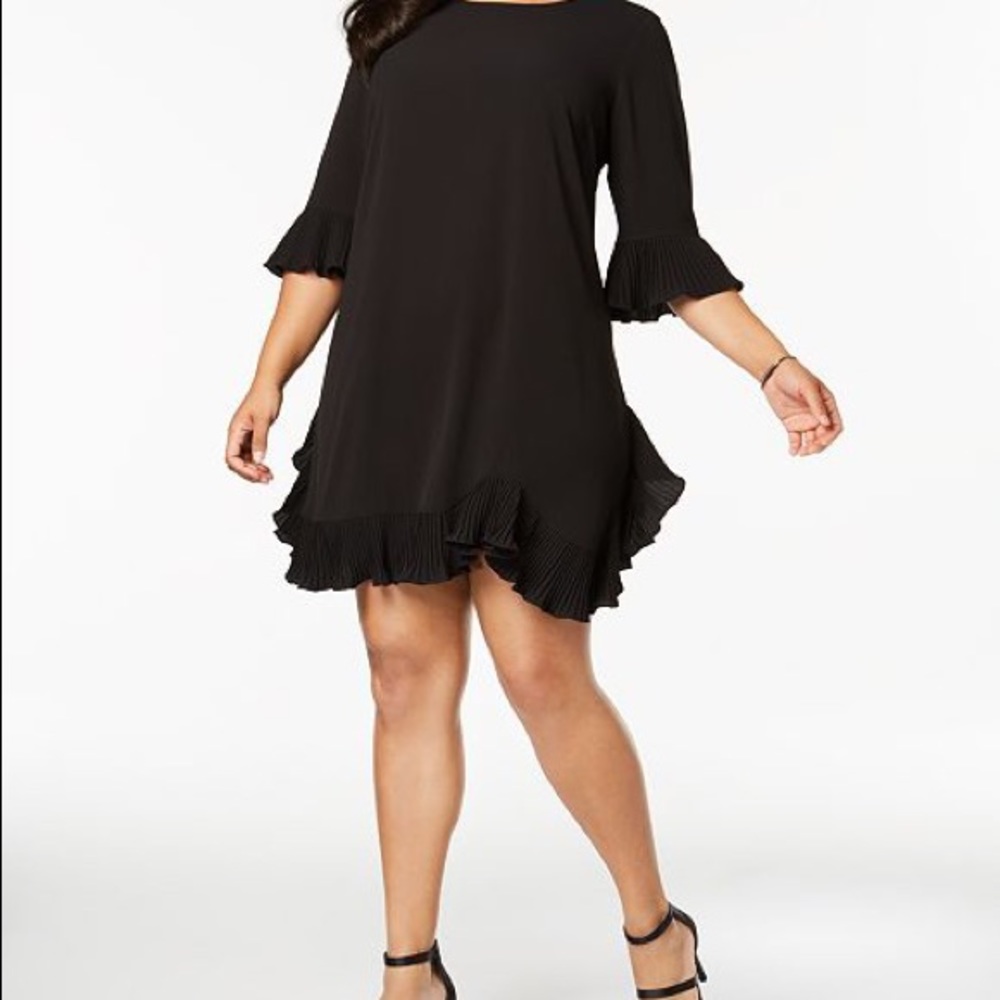 MSK Plus size ruffle assimetrical black dress